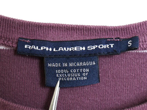 ラルフローレン ボーダー 長袖 Tシャツ レディース S ポロ スポーツ ワンポイント ポニー ロンT コットン ストレッチ カットソー ツートン