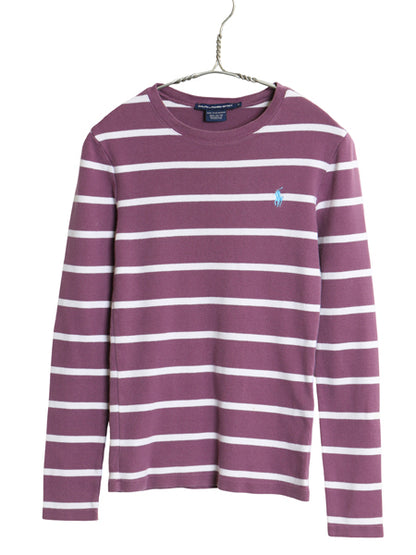 ラルフローレン ボーダー 長袖 Tシャツ レディース S ポロ スポーツ ワンポイント ポニー ロンT コットン ストレッチ カットソー ツートン