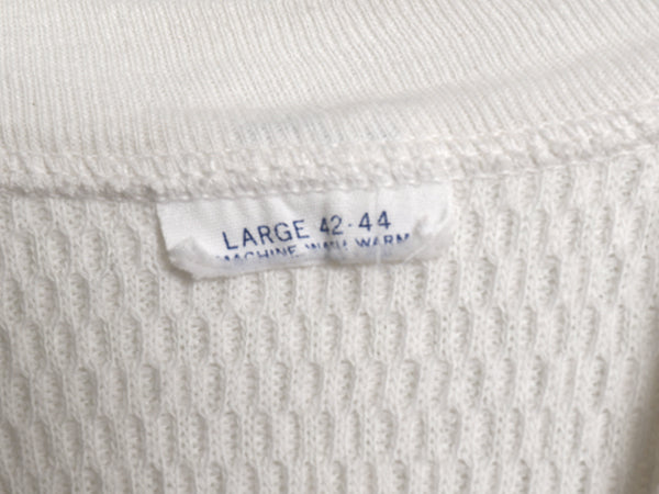 長袖 サーマル Tシャツ メンズ L / クルーネック アンダーシャツ ワッフル ストレッチ インナー ロンT ロングスリーブ カットソー ホワイト