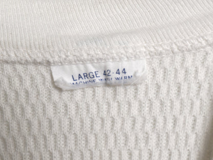 長袖 サーマル Tシャツ メンズ L / クルーネック アンダーシャツ ワッフル ストレッチ インナー ロンT ロングスリーブ カットソー ホワイト