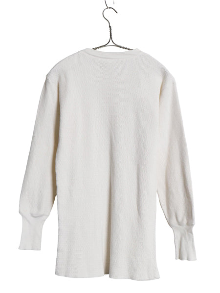 長袖 サーマル Tシャツ メンズ L / クルーネック アンダーシャツ ワッフル ストレッチ インナー ロンT ロングスリーブ カットソー ホワイト
