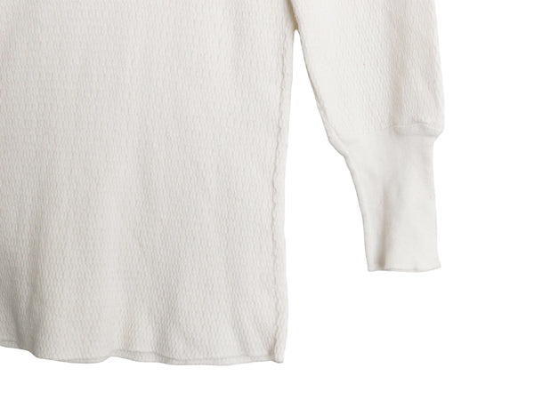 長袖 サーマル Tシャツ メンズ L / クルーネック アンダーシャツ ワッフル ストレッチ インナー ロンT ロングスリーブ カットソー ホワイト