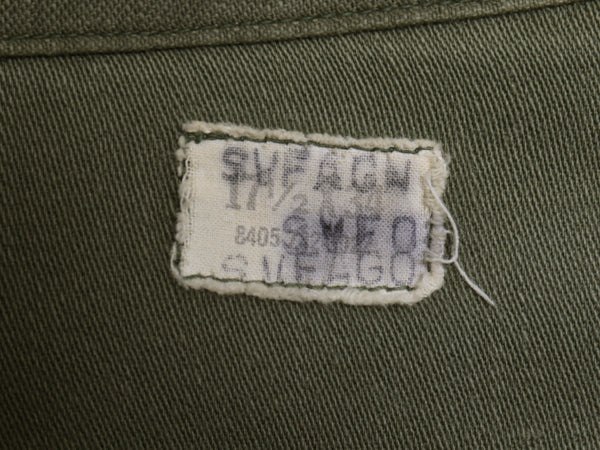 70s 米軍実物 US ARMY コットン サテン ユーティリティ シャツ XL 74年製 ヴィンテージ OG107 シャツ袖 4th 軍物 ミリタリー 大きいサイズ