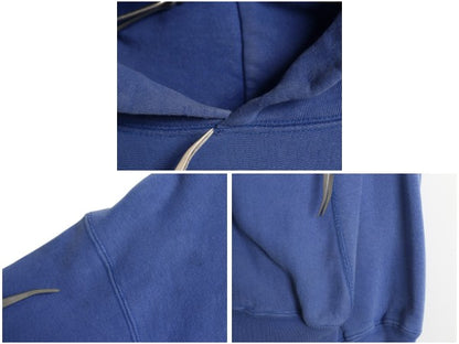 90s USA製 ★ チャンピオン リバースウィーブ スウェット フード パーカー メンズ XL オールド トレーナー 裏起毛 ワンポイント 目付き 青