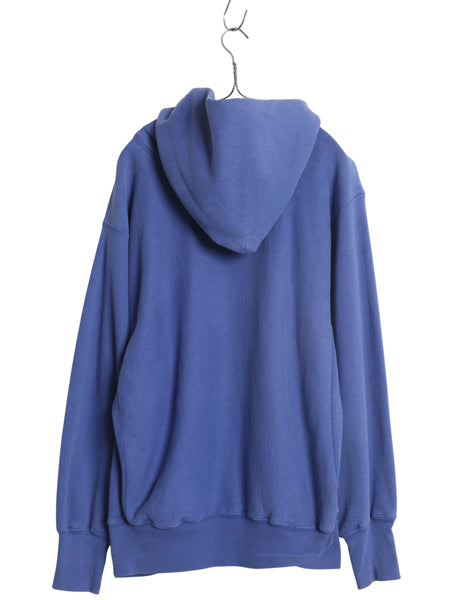 90s USA製 ★ チャンピオン リバースウィーブ スウェット フード パーカー メンズ XL オールド トレーナー 裏起毛 ワンポイント 目付き 青