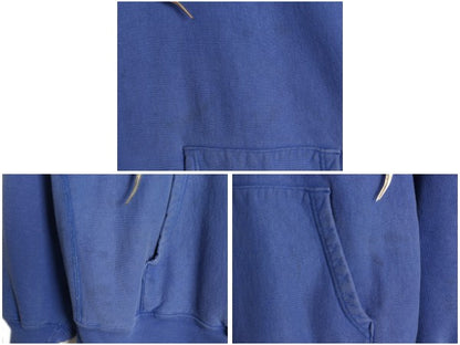 90s USA製 ★ チャンピオン リバースウィーブ スウェット フード パーカー メンズ XL オールド トレーナー 裏起毛 ワンポイント 目付き 青