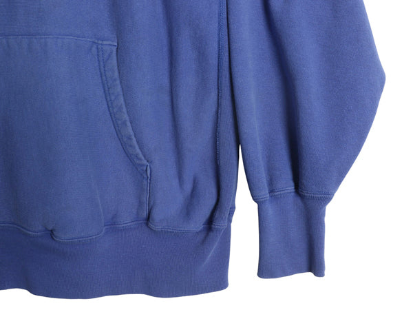 90s USA製 ★ チャンピオン リバースウィーブ スウェット フード パーカー メンズ XL オールド トレーナー 裏起毛 ワンポイント 目付き 青