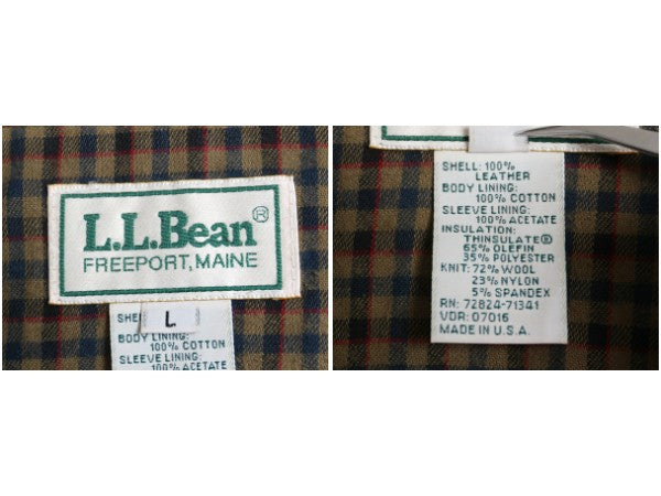 80s 90s USA製 エルエルビーン 本革 ヌバック レザー ジャケット メンズ L / オールド ヴィンテージ 中綿 スウェード 革ジャン ブルゾン茶