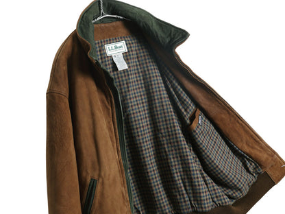 80s 90s USA製 エルエルビーン 本革 ヌバック レザー ジャケット メンズ L / オールド ヴィンテージ 中綿 スウェード 革ジャン ブルゾン茶