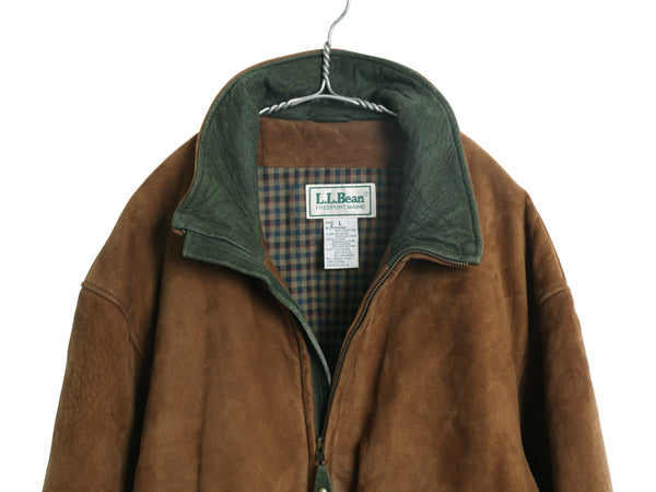 80s 90s USA製 エルエルビーン 本革 ヌバック レザー ジャケット メンズ L / オールド ヴィンテージ 中綿 スウェード 革ジャン ブルゾン茶