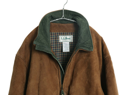 80s 90s USA製 エルエルビーン 本革 ヌバック レザー ジャケット メンズ L / オールド ヴィンテージ 中綿 スウェード 革ジャン ブルゾン茶
