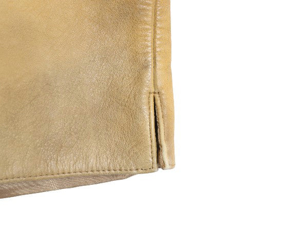 パープルレーベル ラルフローレン 本革 レザー テーラード ベスト レディース XS 程 ポロ ヴィンテージ 加工 ジレ 重ね着 前開き 牛革 無地