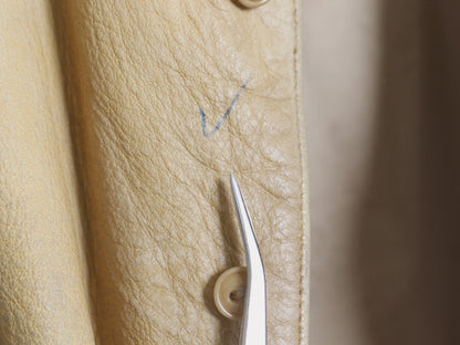 パープルレーベル ラルフローレン 本革 レザー テーラード ベスト レディース XS 程 ポロ ヴィンテージ 加工 ジレ 重ね着 前開き 牛革 無地