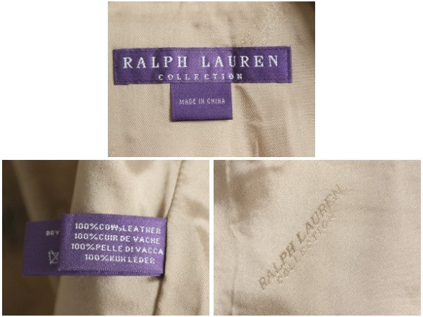 パープルレーベル ラルフローレン 本革 レザー テーラード ベスト レディース XS 程 ポロ ヴィンテージ 加工 ジレ 重ね着 前開き 牛革 無地