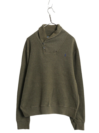 00s ポロ ラルフローレン ショールカラー コットン ニット スウェット メンズ L / オールド セーター トレーナー リブ編み ワンポイント 緑