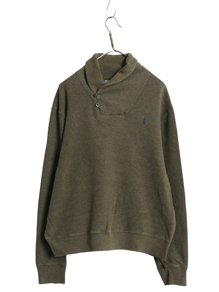 00s ポロ ラルフローレン ショールカラー コットン ニット スウェット メンズ L / オールド セーター トレーナー リブ編み ワンポイント 緑