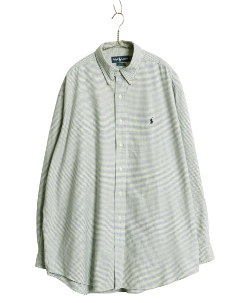 90s ラルフローレン チェック 長袖 ボタンダウン シャツ メンズ XL オールド ポロ オックスフォード コットン ワイシャツ 大きいサイズ BD
