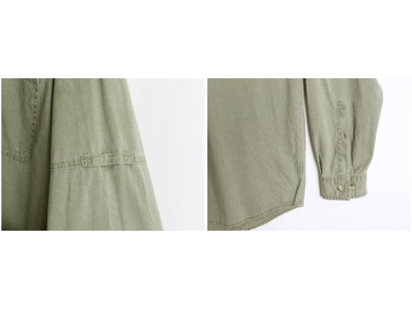 00s コロンビア 長袖 フィッシング シャツ メンズ L / オールド 旧タグ アウトドア サファリ ワンポイント コットン ポケット付き グリーン