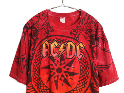AC/DC 両面 ツアー プリント タイダイ Tシャツ メンズ XL 当時物 オフィシャル アート イラスト グラフィック バンド ロック 大きいサイズ