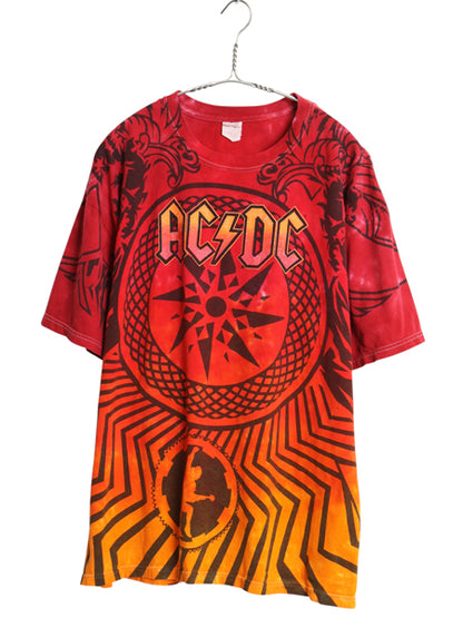 AC/DC 両面 ツアー プリント タイダイ Tシャツ メンズ XL 当時物 オフィシャル アート イラスト グラフィック バンド ロック 大きいサイズ