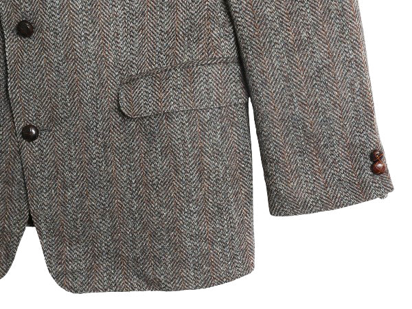 90s ハリスツイード テーラード ジャケット メンズ M 程/ オールド ウール ツイード ブレザー マルチカラー ストライプ トラッド シンプル