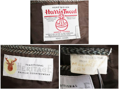 90s ハリスツイード テーラード ジャケット メンズ M 程/ オールド ウール ツイード ブレザー マルチカラー ストライプ トラッド シンプル