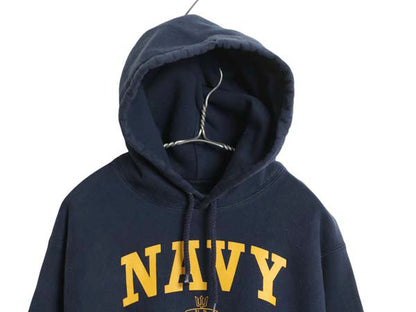 00s チャンピオン リバースウィーブ US NAVY プリント スウェット フード パーカー メンズ S / オールド トレーナー プルオーバー 軍物 USN