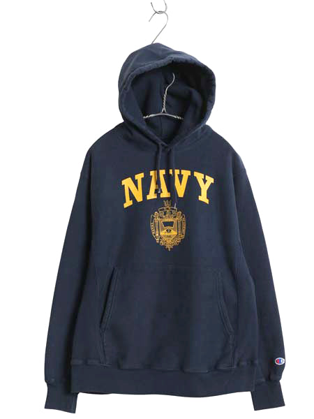 00s チャンピオン リバースウィーブ US NAVY プリント スウェット フード パーカー メンズ S / オールド トレーナー プルオーバー 軍物 USN