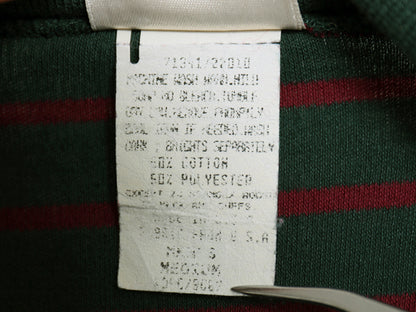 90s USA製 エルエルビーン モックネック ボーダー 長袖 Tシャツ メンズ M オールド ロンT ストレッチ コットン ハイネック ツートン 緑 赤