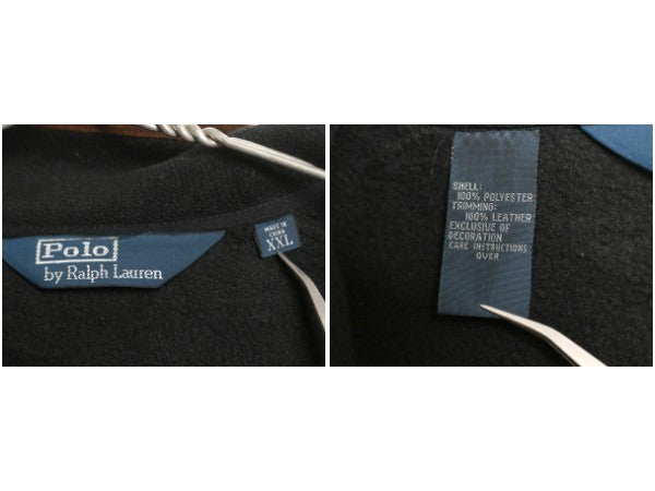 00s ポロ ラルフローレン フルジップ フリース ジャケット メンズ XXL / 古着 オールド 本革 レザー ブルゾン ハイネック 大きいサイズ 黒