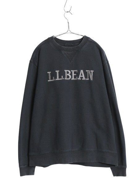 エルエルビーン ロゴ 刺繍 スウェット メンズ L / 古着 アウトドア 前V トレーナー クルーネック 裏起毛 ヘビーウェイト シンプル ネイビー