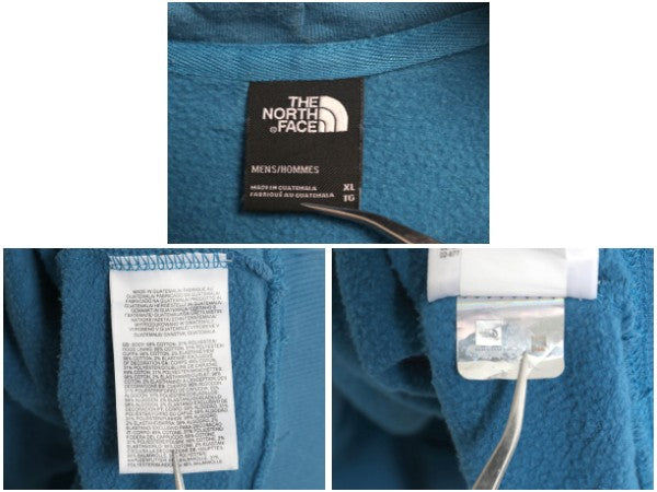 ノースフェイス プリント スウェット フード パーカー メンズ XL 裏起毛 プルオーバー トレーナー ベア グラフィック 大きいサイズ ブルー