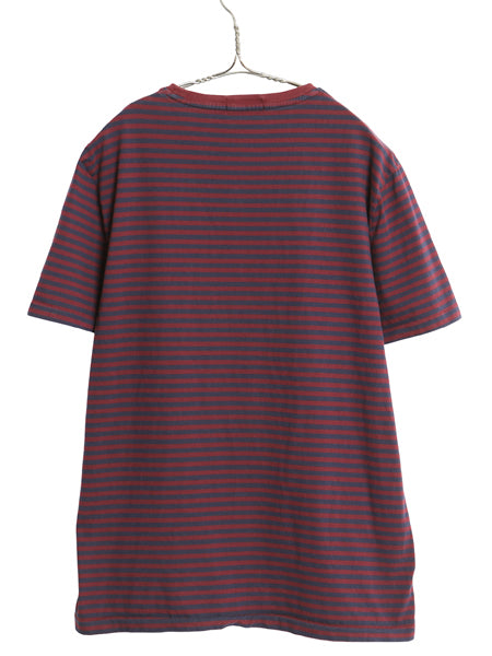 ポロ ラルフローレン ボーダー 半袖 Tシャツ メンズ L 古着 コットン シングルステッチ ワンポイント カットソー スリム フィット ツートン