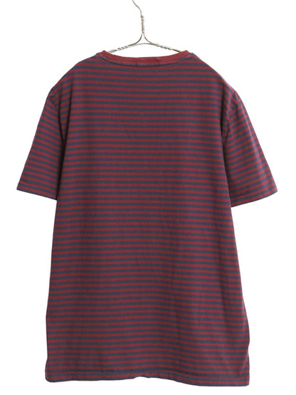 ポロ ラルフローレン ボーダー 半袖 Tシャツ メンズ L 古着 コットン シングルステッチ ワンポイント カットソー スリム フィット ツートン