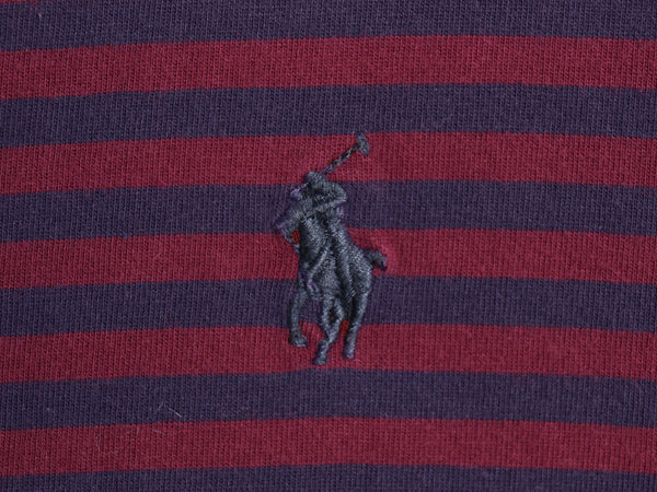 ポロ ラルフローレン ボーダー 半袖 Tシャツ メンズ L 古着 コットン シングルステッチ ワンポイント カットソー スリム フィット ツートン