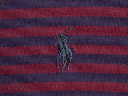 ポロ ラルフローレン ボーダー 半袖 Tシャツ メンズ L 古着 コットン シングルステッチ ワンポイント カットソー スリム フィット ツートン