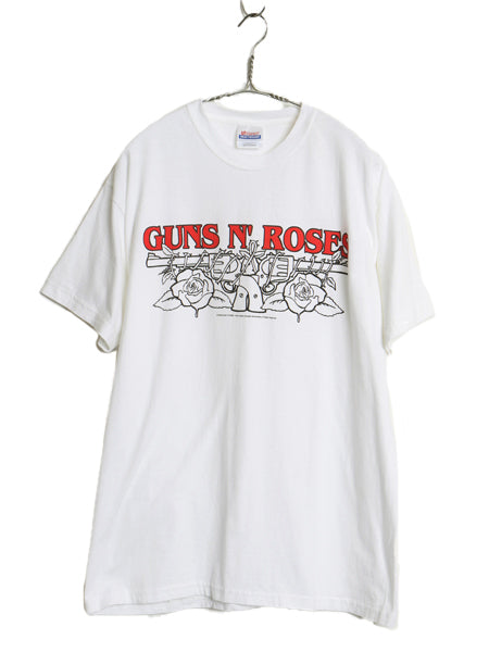 デッドストック 00s ガンズアンドローゼス イラスト プリント Tシャツ メンズ L / オールド オフィシャル ローズ アート バンド ロック 白 