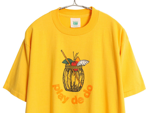 デッドストック 80s USA製 企業 イラスト プリント Tシャツ メンズ L / 新品 ヴィンテージ 当時物 グラフィック シングルステッチ イエロー