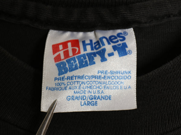 90s USA製 カエル イラスト 両面 プリント Tシャツ メンズ L 古着 オールド アニマル アート グラフィック シングルステッチ スーベニア 黒