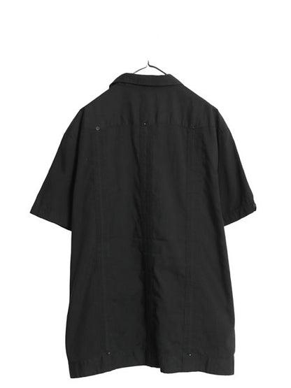 00s オープンカラー 半袖 キューバ シャツ メンズ XL オールド グアヤベーラ メキシカン 開襟 ボックス シワになりにくい 大きいサイズ 黒