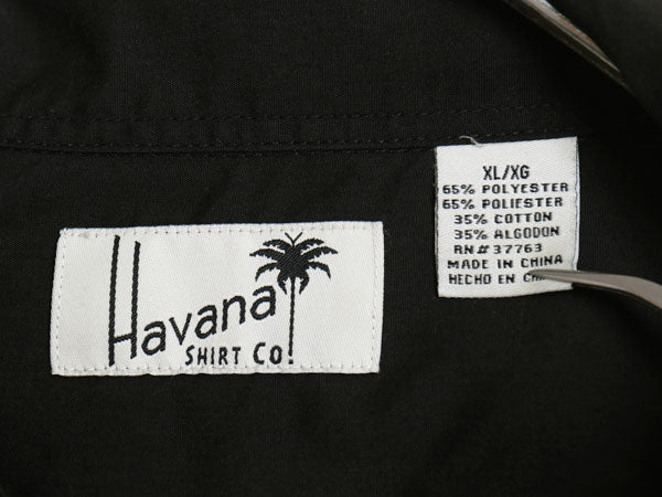 00s オープンカラー 半袖 キューバ シャツ メンズ XL オールド グアヤベーラ メキシカン 開襟 ボックス シワになりにくい 大きいサイズ 黒