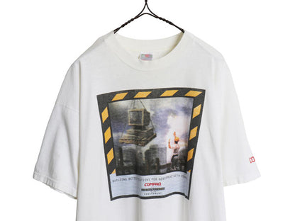 90s 00s ★ COMPAQ アート イラスト プリント Tシャツ メンズ XL オールド 当時物 企業物 コンピューター グラフィック ヘビーウェイト 白