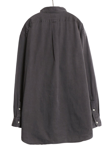 90s ポロ ラルフローレン 長袖 ボタンダウン シャツ メンズ XL オールド BLAIRE コットン ツイル 無地 ワンポイント 大きいサイズ ブラック