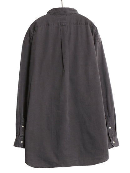 90s ポロ ラルフローレン 長袖 ボタンダウン シャツ メンズ XL オールド BLAIRE コットン ツイル 無地 ワンポイント 大きいサイズ ブラック