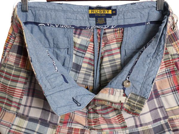 ラグビー ラルフローレン パッチワーク ショートパンツ メンズ 33 ポロ ショーツ 短パン マドラス チェック ノータック 薄手 マルチカラー