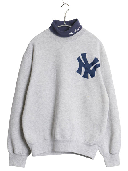 90s USA製 ヤンキース タートルネック スウェット メンズ M / オールド MLB オフィシャル マジェスティック レイヤード トレーナー 裏起毛