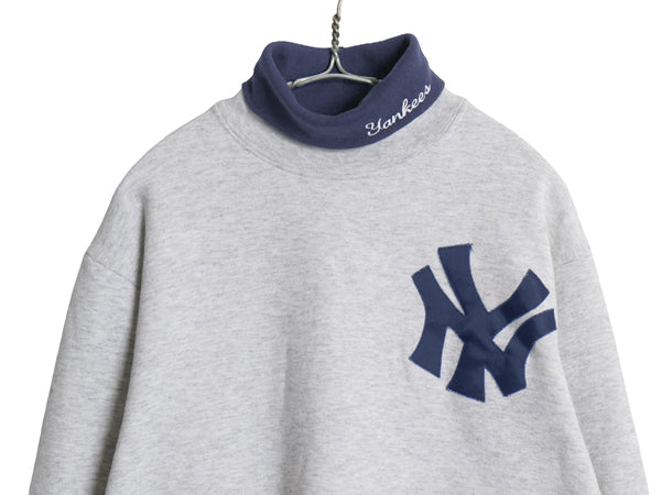 90s USA製 ヤンキース タートルネック スウェット メンズ M / オールド MLB オフィシャル マジェスティック レイヤード トレーナー 裏起毛
