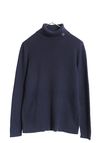00s ローレン ラルフローレン タートルネック ニット トップス レディース XL オールド ポロ コットン セーター リブ編み 大きいサイズ 紺