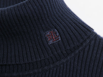 00s ローレン ラルフローレン タートルネック ニット トップス レディース XL オールド ポロ コットン セーター リブ編み 大きいサイズ 紺