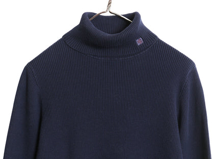 00s ローレン ラルフローレン タートルネック ニット トップス レディース XL オールド ポロ コットン セーター リブ編み 大きいサイズ 紺